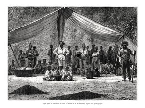 Et måltid etter samlingen av kaffe, Brasil, 1800-tallet