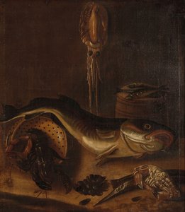 Stilleben med fisk av A. van Doeff