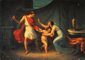 Pyrrhus truer livet til lille Astyanax av Abbondio Bagutti