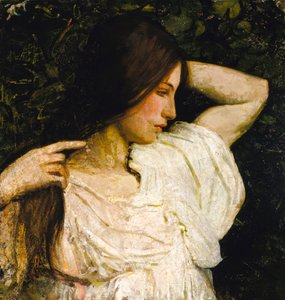 Jente som ordner håret, 1918-1919.