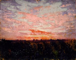 Soloppgang eller solnedgang, studie for bok, Skjul farge i dyreriket, ca. 1905-1909. av Abbott Handerson Thayer