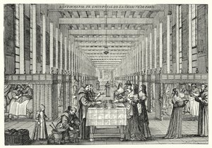 Sykehuset ved Hopital de la Charite i Paris (gravering)