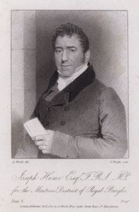 Joseph Hume , skotsk lege, politiker og radikal MP (gravering) av Abraham (after) Wivell