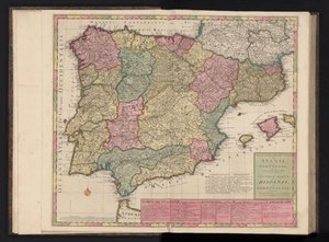 Kart over Spania og Portugal Veiviser for de militære turene i Spania og Portugal / Theatrum Martis i Hispania et Portugallia (tittel på objekt) av Abraham Allard