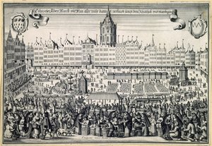 Det gamle markedet i Köln, ca. 1660 av Abraham Aubry