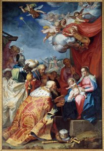 Tilbedelse av magiene. Maleri av Abraham Bloemaert (1564-1651) av Abraham Bloemaert