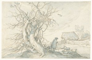 Hyrde med sauer ved et dødt tre av Abraham Bloemaert