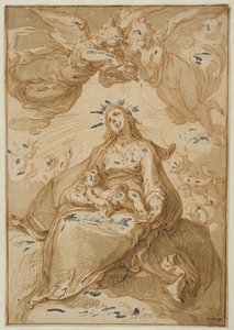 Madonna med barnet, kronet av engler av Abraham Bloemaert