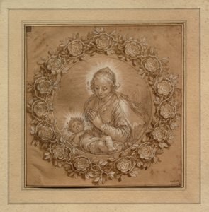 Madonna med Jesusbarnet i en tondo av Abraham Bloemaert
