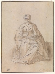 Maria, sitter med en bok av Abraham Bloemaert