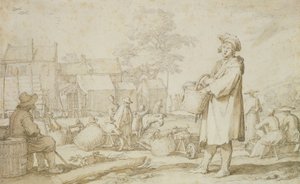 Markedsscene (penn og blekk på papir) av Abraham Bloemaert