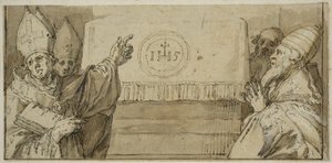 De fire latinske kirkefedrene foran et alter av Abraham Bloemaert