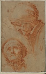 To studier av hodet til en gammel kvinne av Abraham Bloemaert