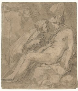 Vertumnus en Pomona (?) av Abraham Bloemaert