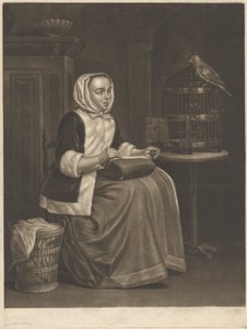 Kvinne sying av Abraham Blooteling