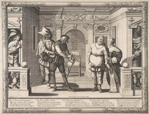 Skuespillere på Hotel de Bourgogne, ca. 1633-34. av Abraham Bosse