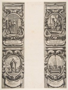 Almanach for 1639: Ludvig XIII og Anne av Østerrike overlater kongeriket og arvingen ..., 1638. av Abraham Bosse