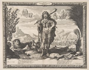 Krigserklæring mot Spania av Ludvig XIII: Kongen som Herkules, ca. 1635. av Abraham Bosse