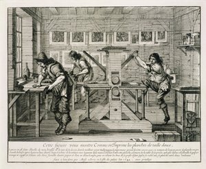 Fransk trykkpresse, 1642 av Abraham Bosse