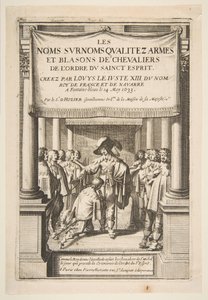 Frontispice til Pierre dHoziers Navnene, kallenavnene, kvaliteten, våpenene og våpenskjoldene til ridderne..., 1634. av Abraham Bosse