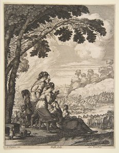 Illustrasjon fra LAriane av Desmarets de Saint-Sorlin, Palamede on Horseback Confronts..., 1639. av Abraham Bosse
