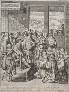 Louis XIII mottar en deputasjon av sorenskrivere. av Abraham Bosse
