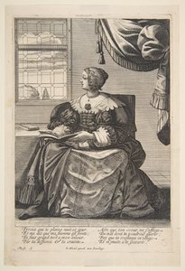 Sittende kvinne holder en bok og synger, midten til slutten av 1600-tallet. av Abraham Bosse