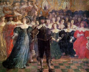 The Court Ball (veggmaleri) (detalj) av Abraham Bosse