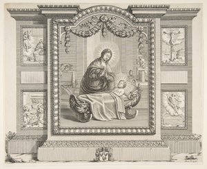 Fødselen med scener av kunngjøringen, Hyrdenes tilbedelse, Cruci..., 1620-76. av Abraham Bosse