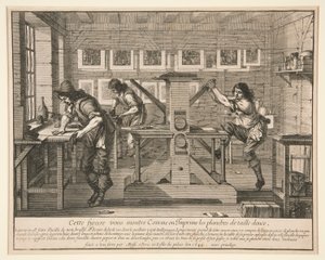 Skriverne i arbeidsrommet deres, fra serie med kunstnere i studioene deres av Abraham Bosse