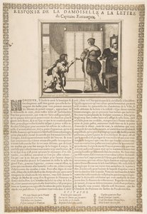 Ung dames svar på kapteinens brev, ca. 1636. av Abraham Bosse