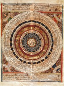 Kosmografi: representasjon av jorden som en astronom med en astrolabium av Abraham Cresques