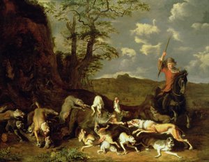 En bjørnejakt, 1655 av Abraham Danielsz. Hondius