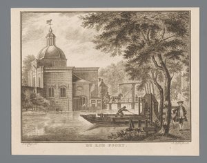 Utsikt over Koepoort i Leiden The Cow Gate (tittel på objekt) av Abraham Delfos