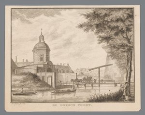 Utsikt over Morspoort i Leiden Morsch-porten (tittel på objekt)