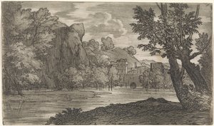Landskap med elv av Abraham Genoels