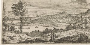 Landskap med elv av Abraham Genoels