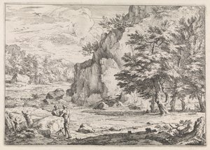 Landskap med stein av Abraham Genoels