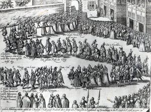 Prosesjon for bryllupet til Frederick V, kurfyrst Palatine og prinsesse Elizabeth, ca. 1613 av Abraham Hogenberg