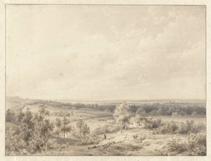 Utsikt mot Alkmaar fra sanddynen i Schoorl av Abraham Johannes Couwenberg