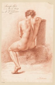 Sittende naken mann, sett fra baksiden (2. pris 1812) av Abraham Lion Zeelander