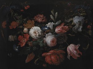 En krans av blomster av Abraham Mignon
