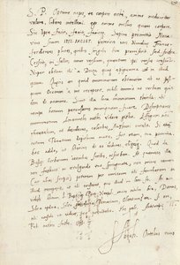Autografbrev signert til nevøen hans, Jacob Cool (Jacobus Colius), Antwerpen, 2. februar 1595 (penn og blekk på papir) av Abraham Ortelius