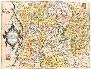 Ducatus Mediolanensis, Borders and Regions of the World Geografisk kart over hertugen av Milano fra "Theatrum Orbis Terrarum" av Abraham Ortelius (Oertel, Ortell eller Ortel av Abraham Ortelius