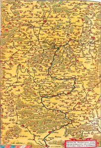 Øst-Frankrike (Vulgo/Franckenlant) Beskrivelse, forfatter, Sebast. A. Rotenhan Geografikart over territoriet til Franken i Tyskland med byen Frankfurt (også byen Karlstadt..) hentet fra "Theatrum Orbis Terrarum" av Abraham Ortelius (Oer) av Abraham Ortelius