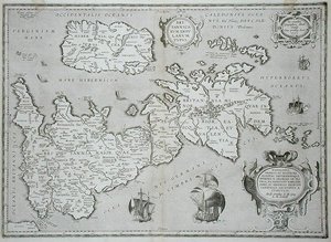 Kart over Storbritannia og Irland av Abraham Ortelius