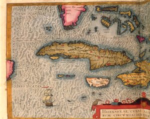 Kart over Cuba og Jamaica, fra Theatrum Orbis Terrarum av Abraham Ortelius, trykt i Antwerpen av Abraham Ortelius