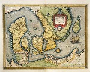 Kart over Danmark, fra Theatrum Orbis Terrarum av Abraham Ortelius av Abraham Ortelius