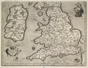 Kart over England, Wales og Irland, Theatrvm Orbis Terrarvm Av Abraham Ortelius av Abraham Ortelius