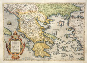 Kart over Hellas, fra Theatrum Orbis Terrarum av Abraham Ortelius av Abraham Ortelius
